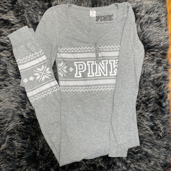 PINK Victoria's Secret Onesie Romper thermal Gray - Picture 2 of 5